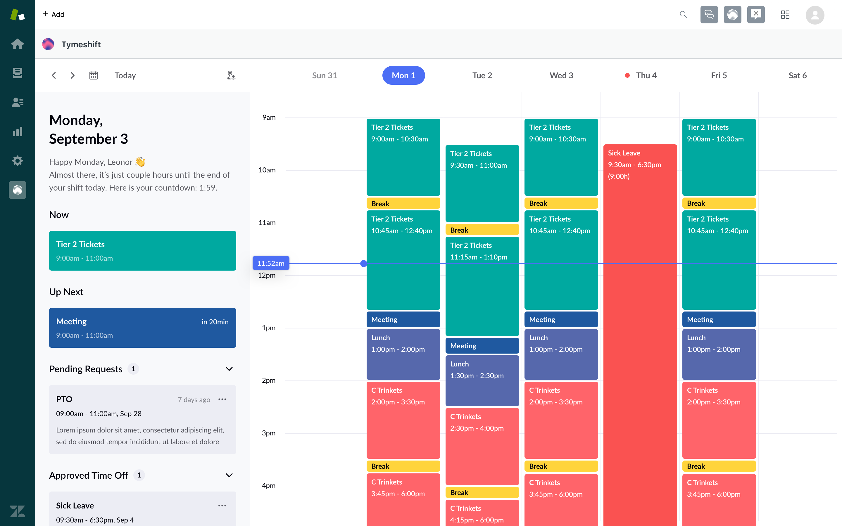 screenshot of Zendesk WFM